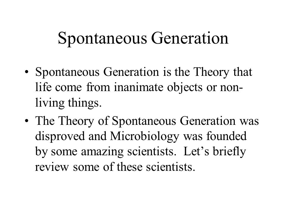 The theory of spontaneous generation